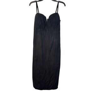 Missguided Microsuede Sweetheart Neck Sleeveless Lined Shift Dress Black Size 10